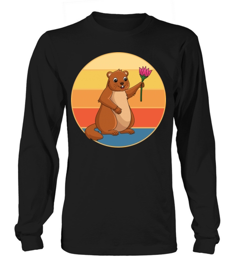 Cute Groundhog Retro Sunset Vintage Animal Lover Long sleeved Unisex