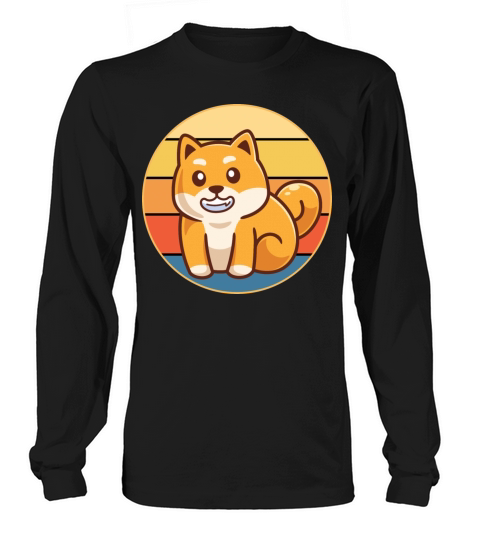 Cute Shiba Inu Dog Breed Vintage Retro Sunset Long sleeved Unisex