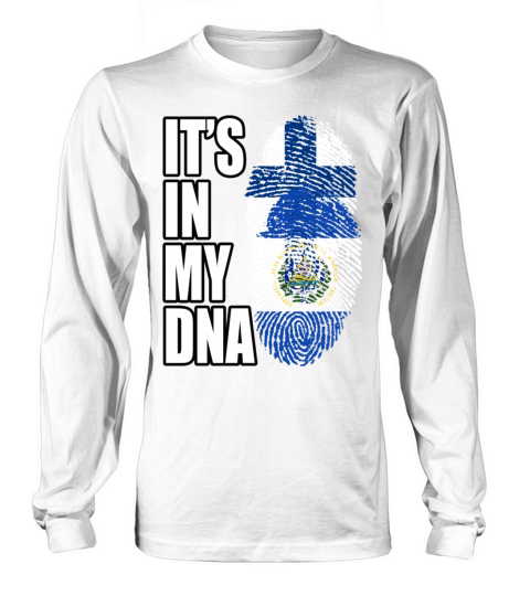Finland And Salvadoran Mix Heritage DNA Flag Long sleeved Unisex