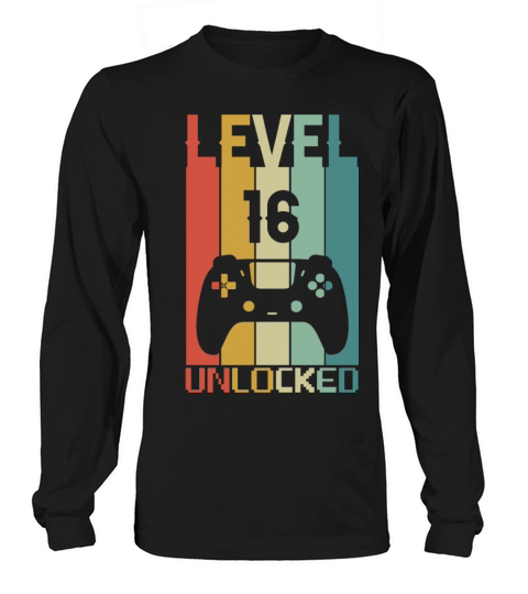 Funny Gamer Vintage Level 16 Unlocked For Gamers Long sleeved Unisex