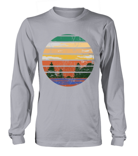 Retro Forest With Lake In The Sunset Vintage Long sleeved Unisex