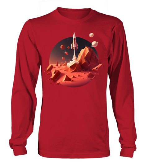 Vintage Space Science Mars Fiction Geek Solar Long sleeved Unisex