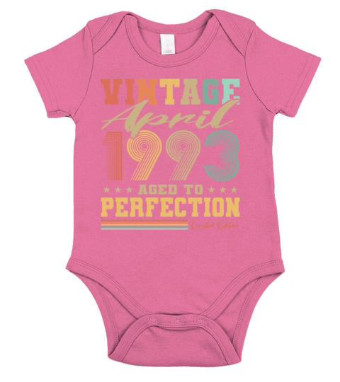 30th birthday vintage april 1993 born in 1993 Short Sleeve Baby One-Piece