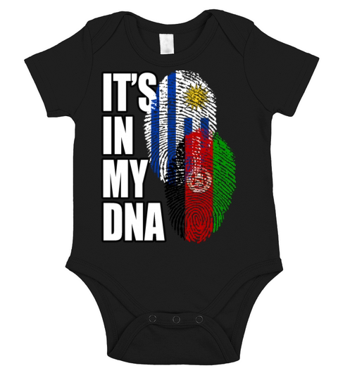 Afghan And Uruguayan Mix Heritage DNA Flag Short Sleeve Baby One-Piece