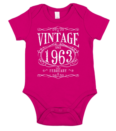 Birthday - Vintage since February 1963 Short Sleeve Baby One-Piece
