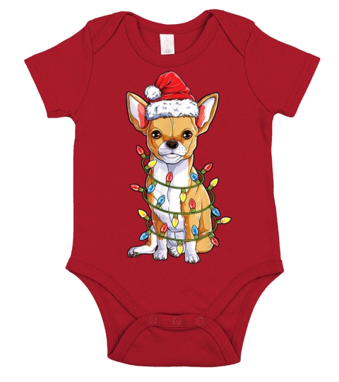 Chihuahua Santa Christmas Tree Lights Xmas Boys Do Short Sleeve Baby One-Piece