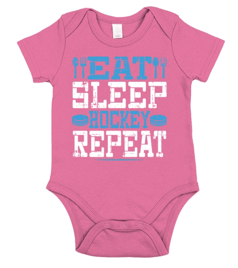 Eat Sleep Hockey Repeat funny retro vintage Short Sleeve Baby One-Piece