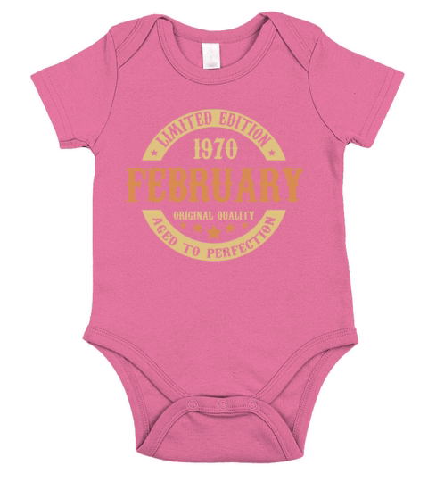 February 1970 Vintage Birthday Present Short Sleeve Baby One-Piece