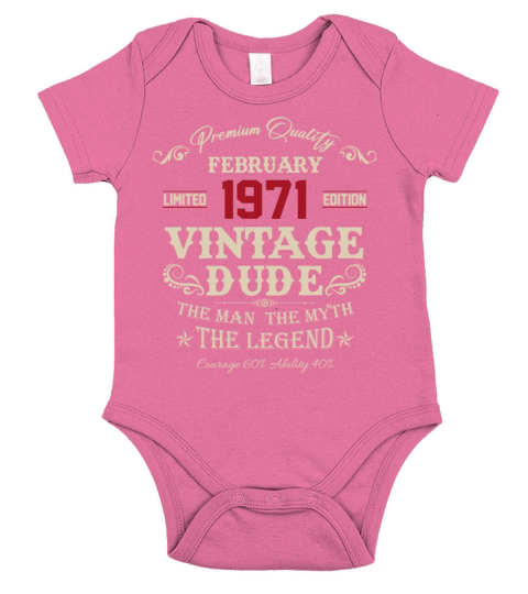 February 1971 Vintage Birthday Present Short Sleeve Baby One-Piece