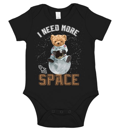 Funny Quote Space teddy bear Astronaut Short Sleeve Baby One-Piece