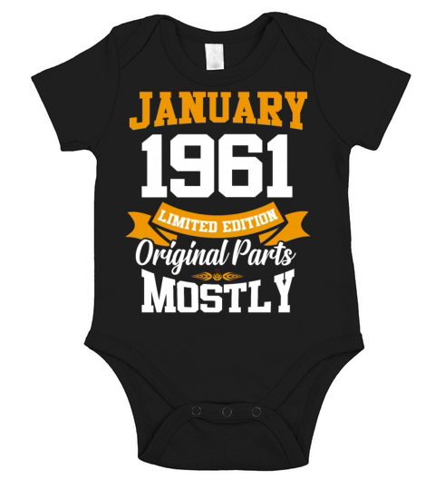 January 1961 Limited Edition Birthday Present Short Sleeve Baby One-Piece