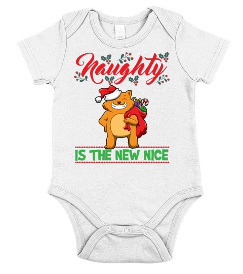 Naughty Is The New Nice Christmas Santa Xmas Short Sleeve Baby One-Piece