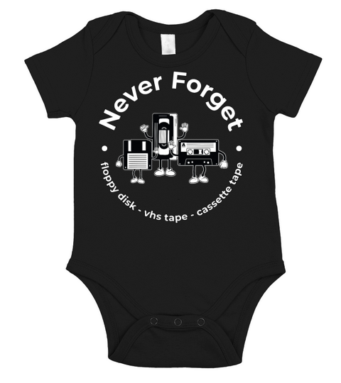 Never Forget Floppy Disk VHS Tape Cassette Tape Short Sleeve Baby One-Piece