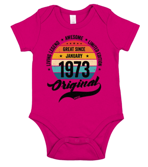 Retro 50 Years January 1973 Birthday Vintage Bday Short Sleeve Baby One-Piece