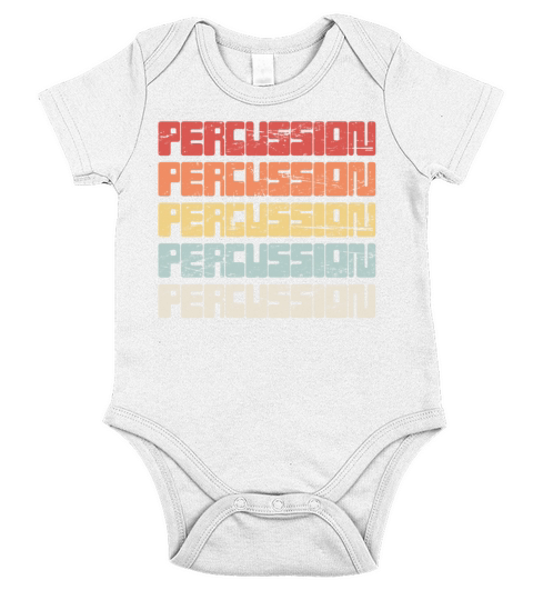 Retro 70s PERCUSSION Text Short Sleeve Baby One-Piece