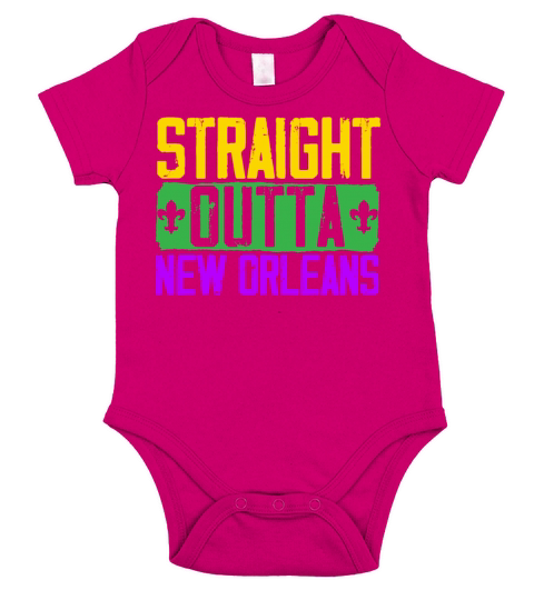 Straight Outta New Orleans Louisiana Mardi Gras Short Sleeve Baby One-Piece