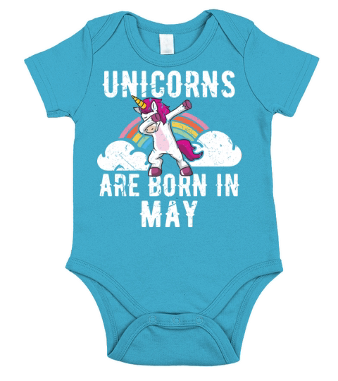 Unicorns Are Born In May Shirt Birthday Month Short Sleeve Baby One-Piece