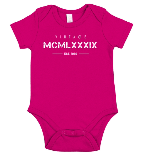 Vintage Born In 1989 Roman Numerals 33rd Short Sleeve Baby One-Piece