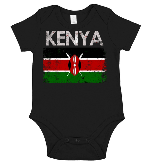 Vintage Kenya Kenya Flag Pride Short Sleeve Baby One-Piece
