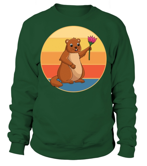 Cute Groundhog Retro Sunset Vintage Animal Lover Sweatshirt Unisex
