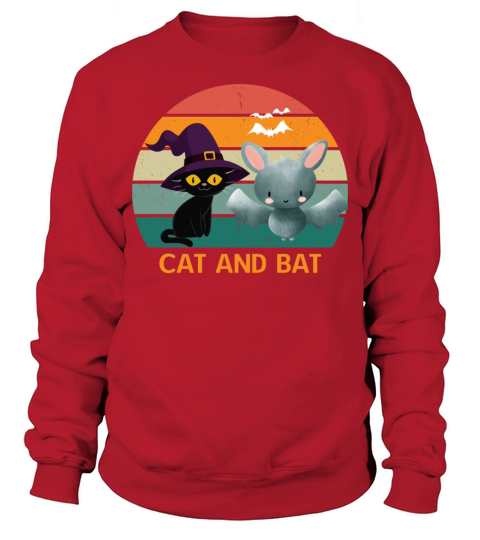Funny Cute Cat And Bat Sweatshirt Unisex