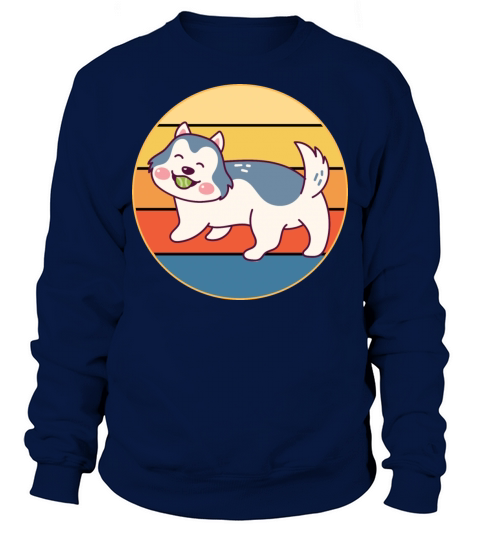Funny Kawaii Cute Husky Dog Vintage Retro Sunset Sweatshirt Unisex