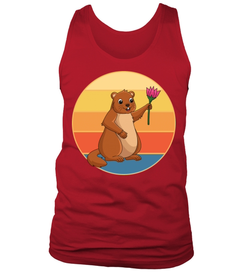 Cute Groundhog Retro Sunset Vintage Animal Lover Tank Top Unisex