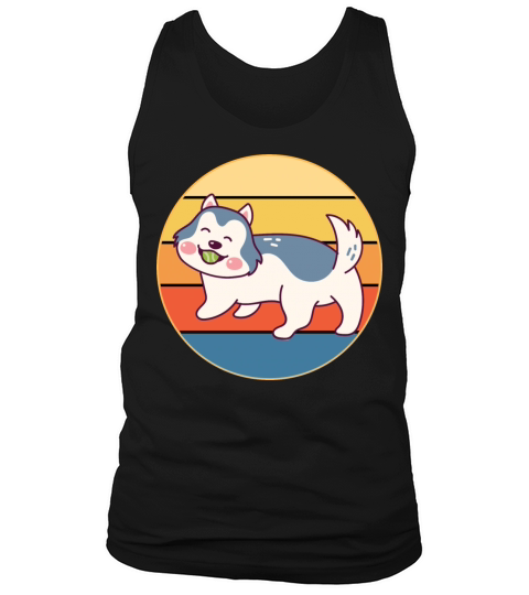 Funny Kawaii Cute Husky Dog Vintage Retro Sunset Tank Top Unisex