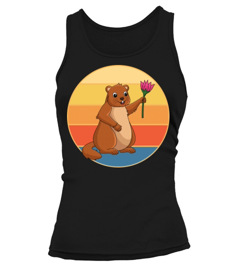 Cute Groundhog Retro Sunset Vintage Animal Lover Tank top Woman