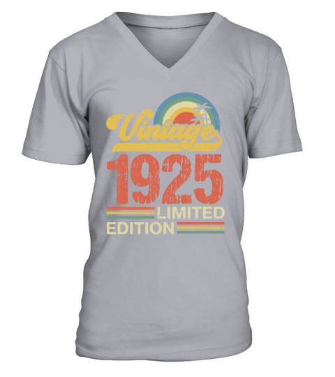 1925 Birthday Gift Vintage Born Made 1925 Retro Su V-Neck T-shirt