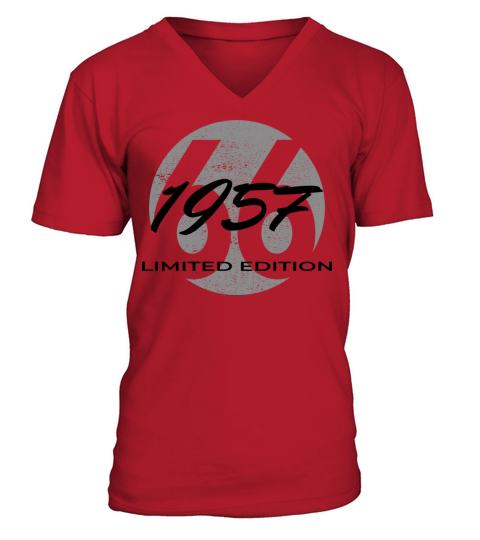 66th birthday men women 66 years 1957 vintage V-Neck T-shirt