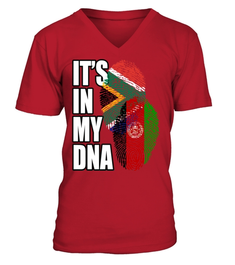 Afghan And South African Mix Heritage DNA Flag V-Neck T-shirt