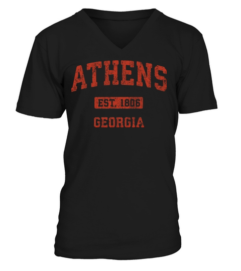 Athens Georgia Vintage Athletic Sports Design V-Neck T-shirt
