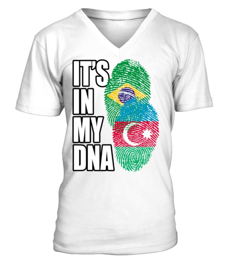 Azerbaijani And Brazilian Mix Heritage DNA Flag V-Neck T-shirt