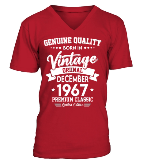 Born In December 1967 Original Vintage V-Neck T-shirt