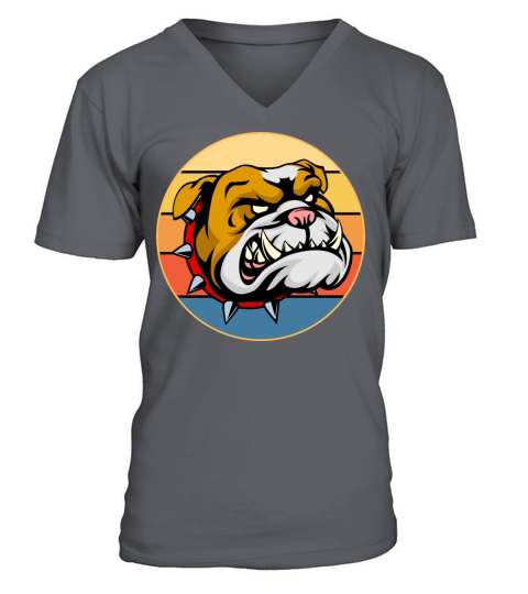 Bulldog Dog Breed Vintage Retro Sunset V-Neck T-shirt