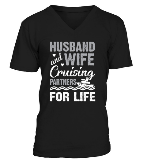 Cruising Partner Couple Cruise Ship Husband Wife V-Neck T-shirt