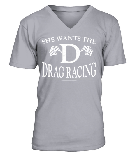 Drag Racing Race Car Girl She V-Neck T-shirt