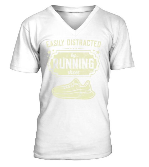 Easily Distracted By Running Shoes - Ironic V-Neck T-shirt
