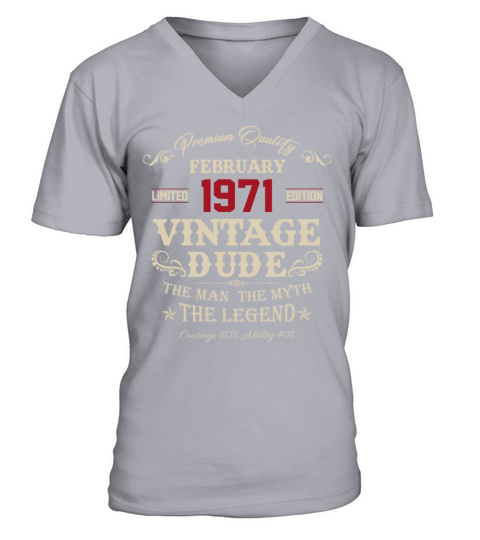 February 1971 Vintage Birthday Present V-Neck T-shirt