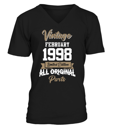 February 1998 Vintage Birthday Present V-Neck T-shirt