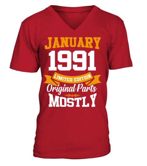 January 1991 Limited Edition Birthday Present V-Neck T-shirt