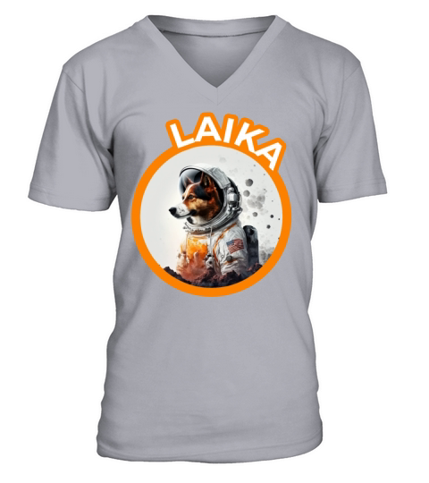 Laika Dog Space product Vintage CCCP Soviet Russia V-Neck T-shirt
