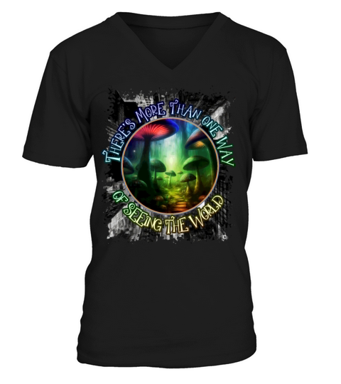Mushroom Way Mycology Psychedelic Color V-Neck T-shirt