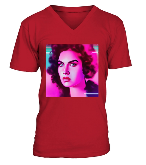Retrowave Synthwave 80s Character Design V-Neck T-shirt