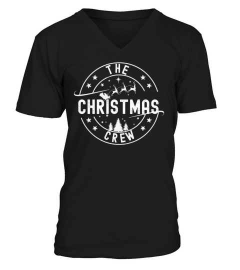 The Christmas Crew Funny Matching Pajama Group V-Neck T-shirt