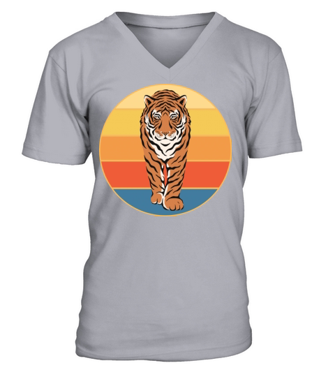 Tiger Big Cat Vintage Retro Sunset V-Neck T-shirt