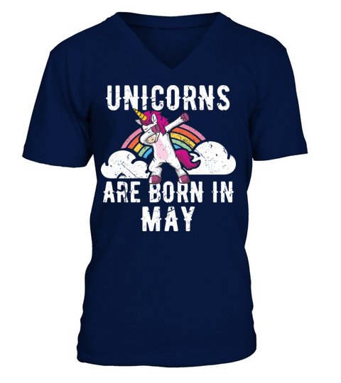 Unicorns Are Born In May Shirt Birthday Month V-Neck T-shirt