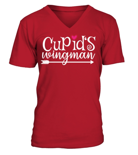 Valentimes Day Cupids Wingman Valentines Day Gift V-Neck T-shirt