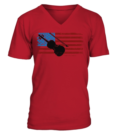 Violin Violinist Usa American Flag V-Neck T-shirt